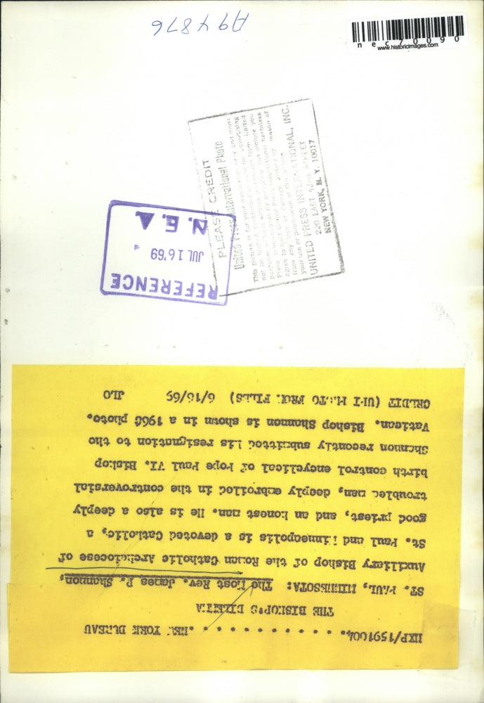 1969 Press Photo Rev. James Shannon, Bishop of St. Paul, MN