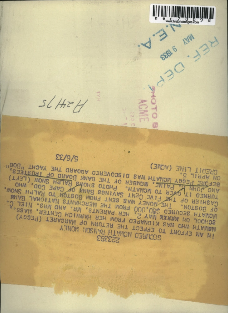 1933 Press Photo Ralph Snow & John H Paine of Bank Board of Trustees - nec70098