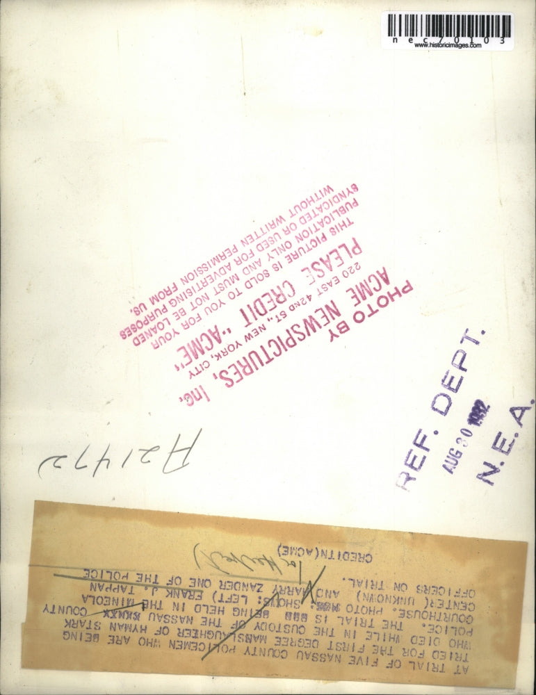 1932 Press Photo Frank J Tappan, Harry Zander on trial in Nassau County