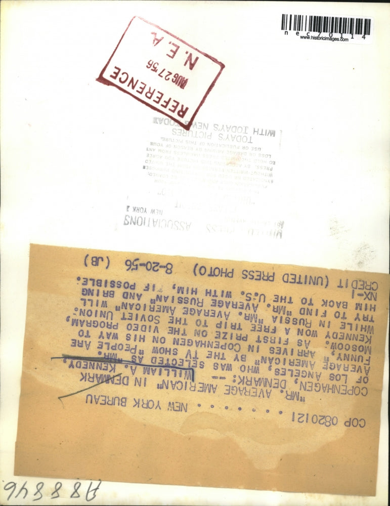 1956 Press Photo William A. Kennedy Selected as Mr. Average American in Denmark