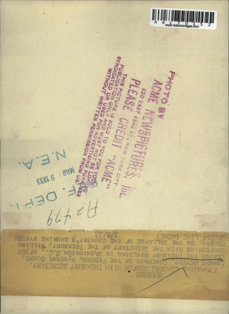 1933 Press Photo Eugene Meyers, Gov of Ferderal Reserve Board in DC