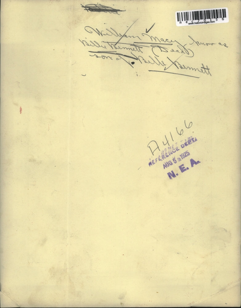 1925 Press Photo William Macy aka Billie Bennett before his death