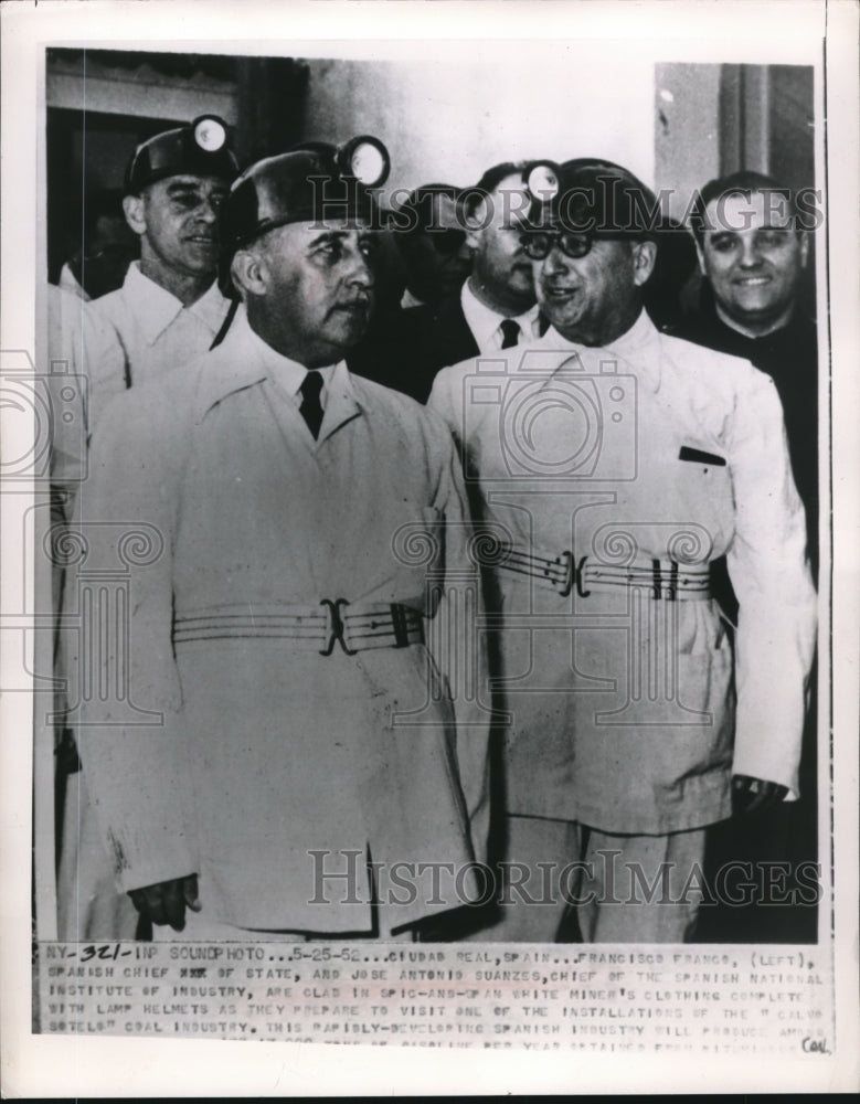 1952 Press Photo Real, Spain Francisco Francs & Jose Antonio Suanez