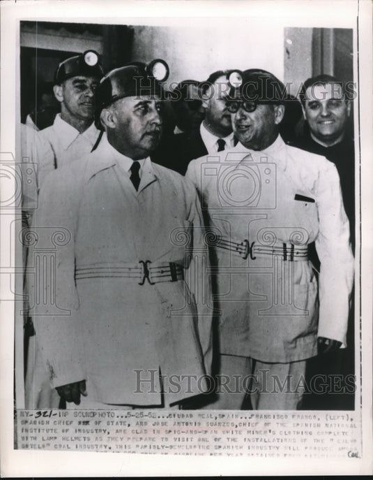 1952 Press Photo Real, Spain Francisco Francs & Jose Antonio Suanez