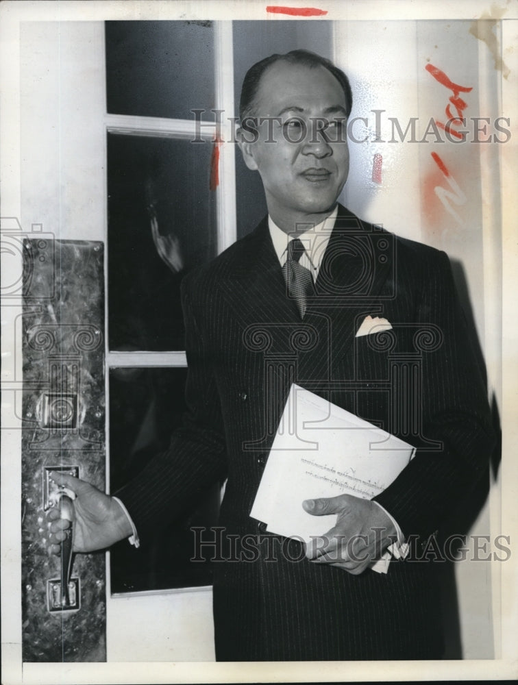 1952 Press Photo Wash DC EE Phot Sarasie, Thailand ambassador
