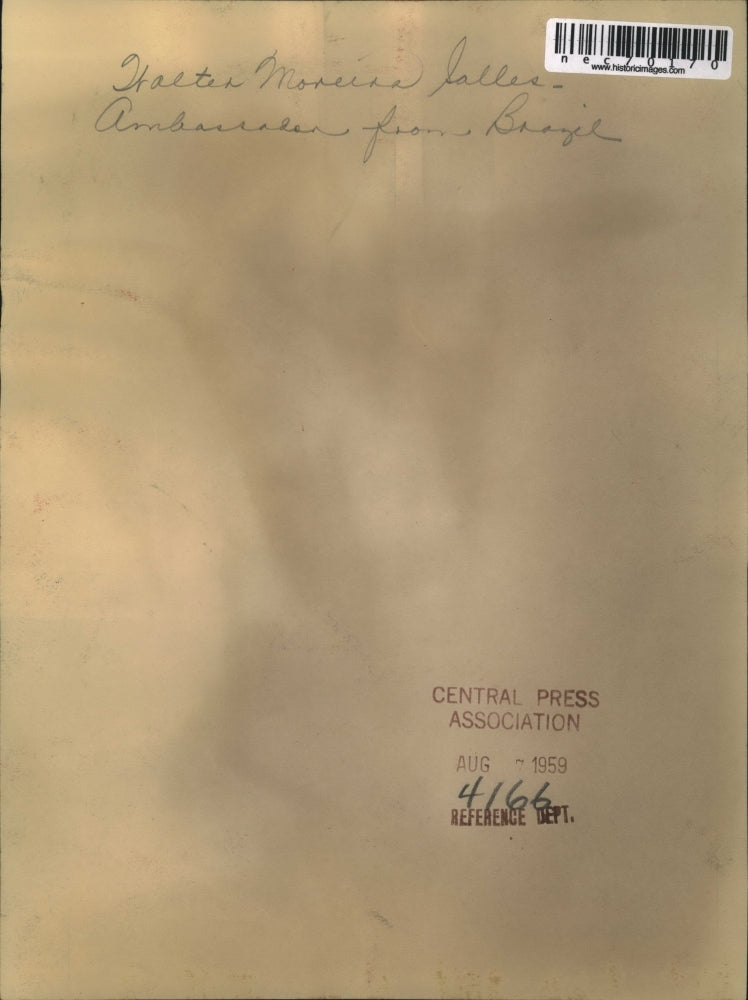 1959 Press Photo Walter Moreica Salles, Brazilian ambassador to US - nec70170