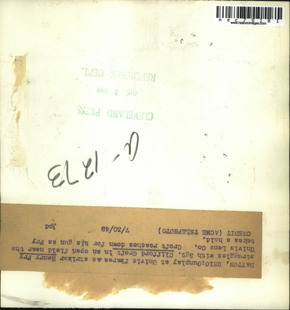 1948 Press Photo Dayton, Ohio striker Henry Fry & police Sgt Clifford Croft