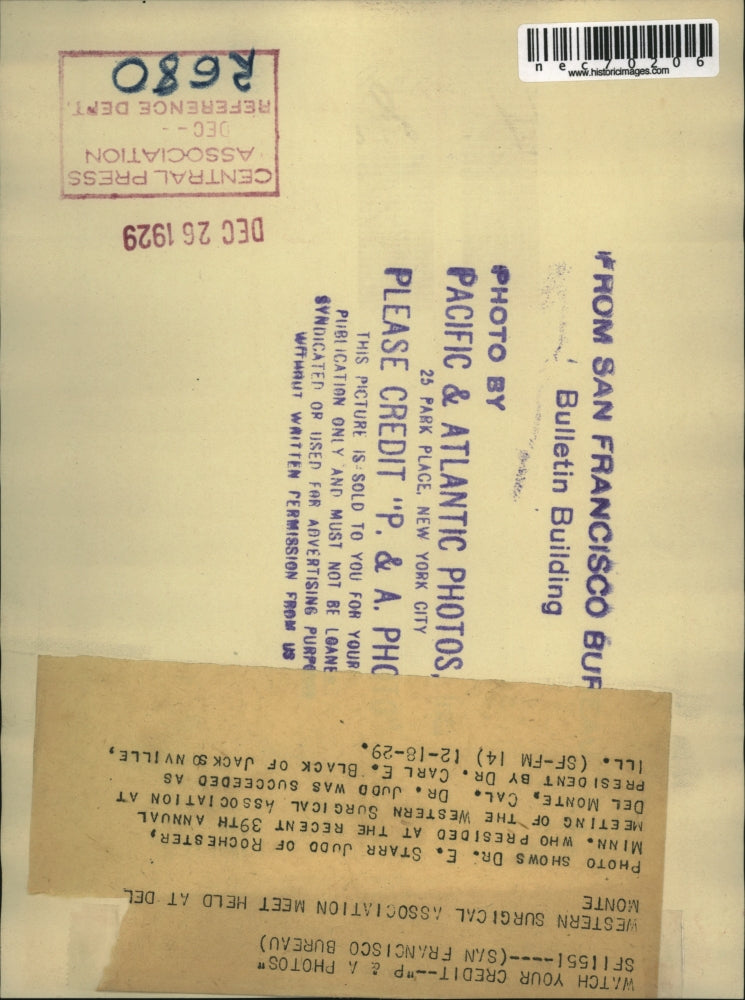 1929 Press Photo Dr E Starr Judd of Rochester, Mn pres. of AMA