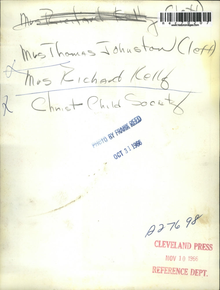 1966 Press Photo Mrs Thomas Johnston, Mrs Richard Kelly, Christ Child Society