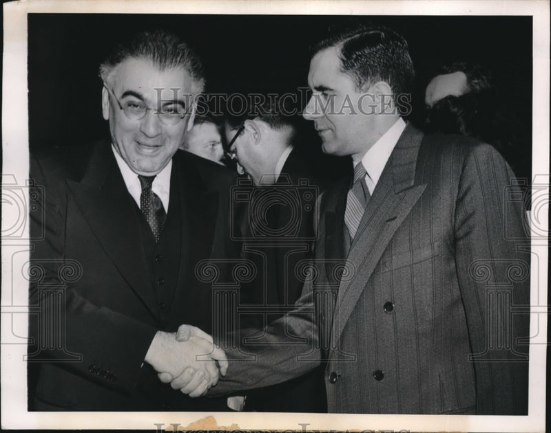 Load image into Gallery viewer, 1948 Press Photo Flushing, NY Soviet Andrei Gromyko &amp; Dr Abba H Silver at the UN
