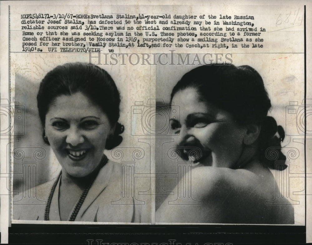 1967 Press Photo Svetlana Stalina, daughter of USSR dictator Josef Stalin