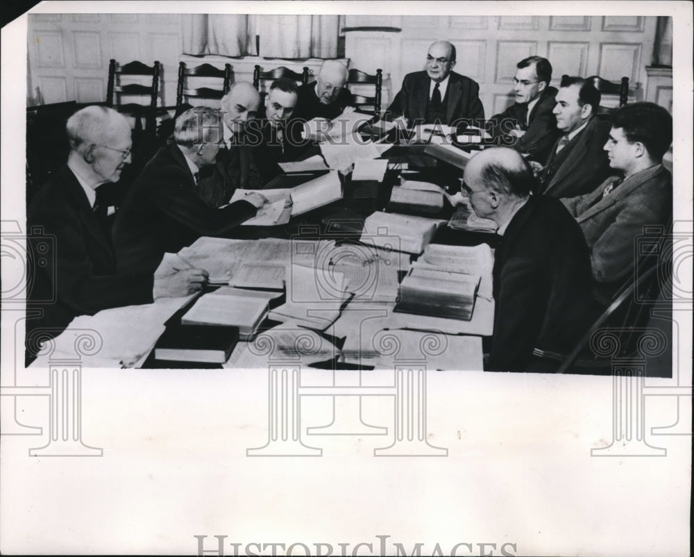 1952 Press Photo Yale Divinity School, Drs G Dahl, J Mulienburg,J Bewer