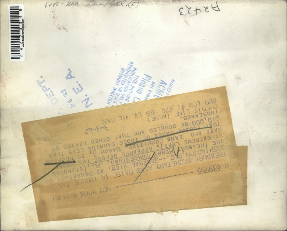 1942 Press Photo DC Henry Morgenthau Sec of Treas at House Ways & Means Comm