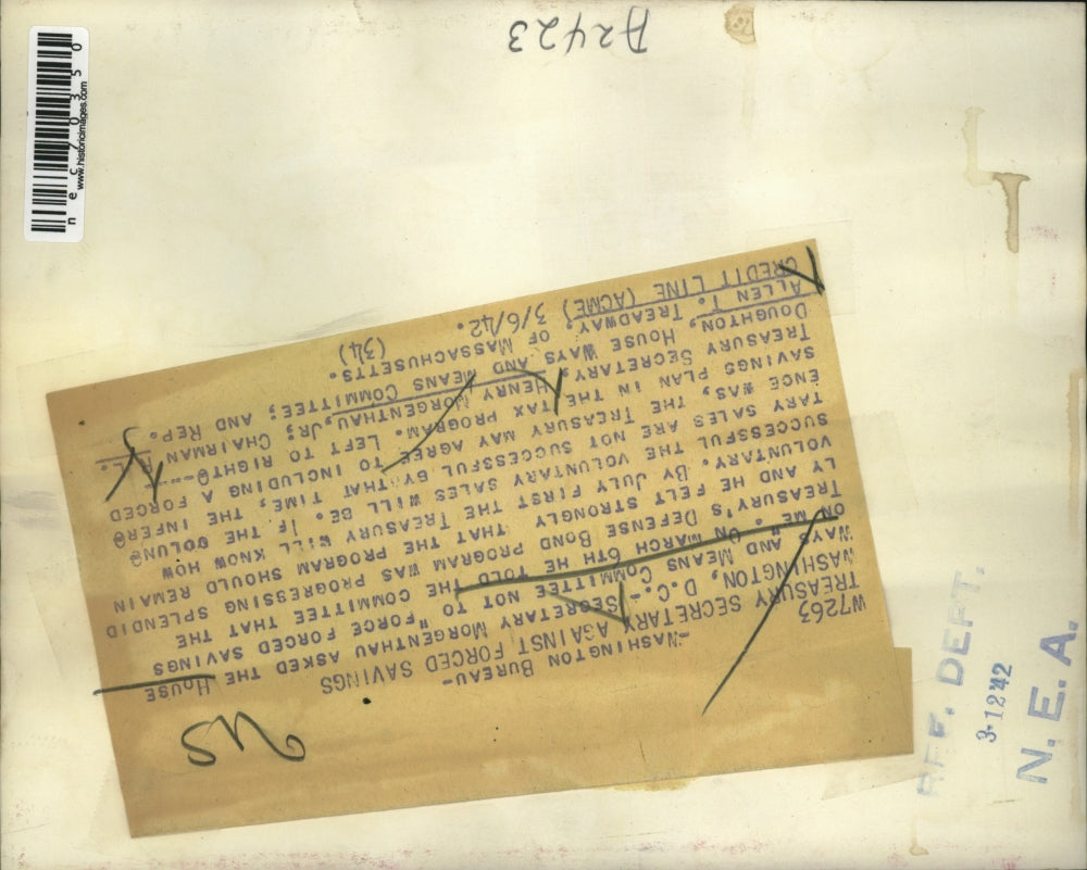 1942 Press Photo Treas Sec Henry Morgenthau, RL Doughton, AT Treadway