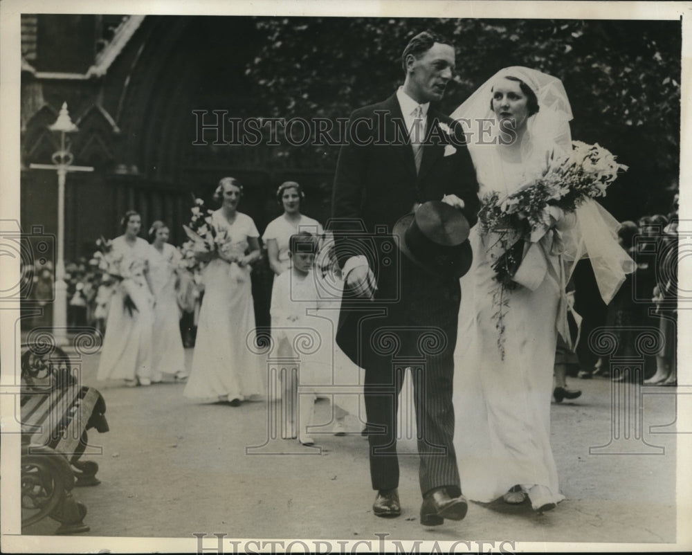 1932 Press Photo Wedding of Ronald Henry Senior & Norah Joicey in England