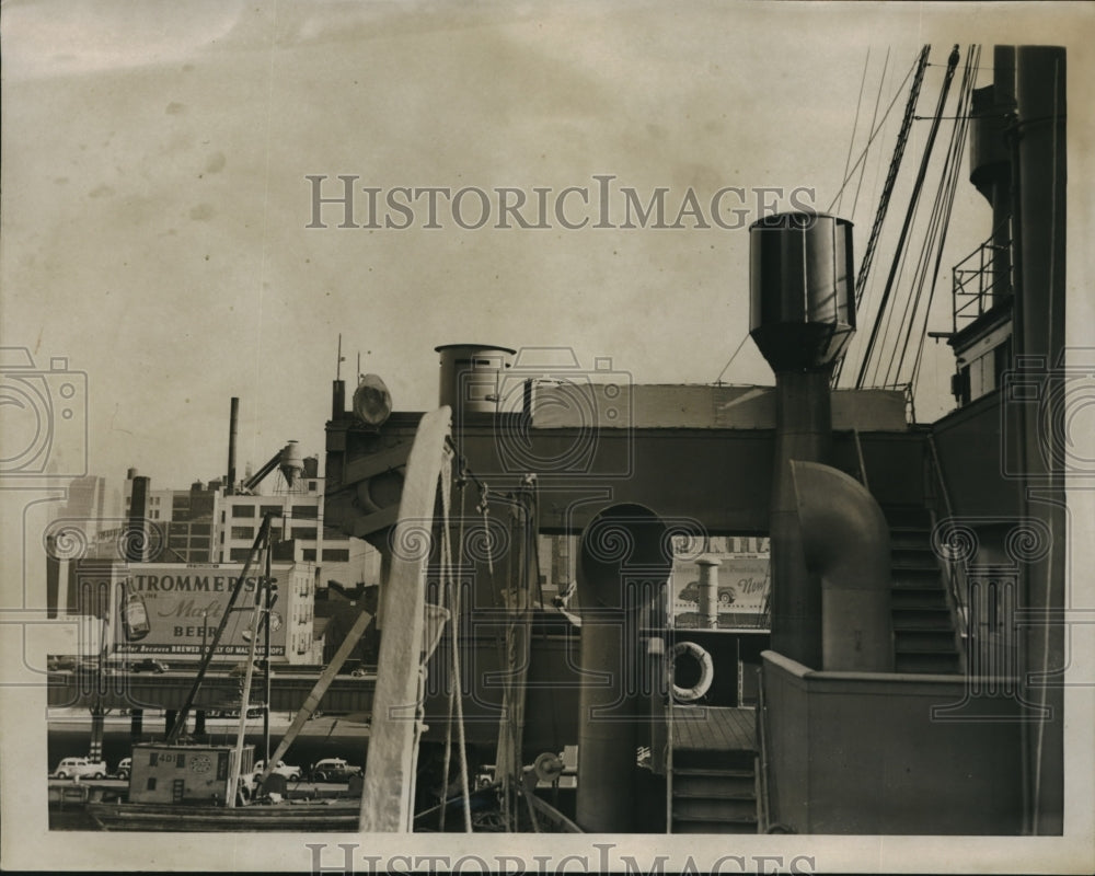 1939 Press Photo Pill boxes mounted aboard the SS Scythia