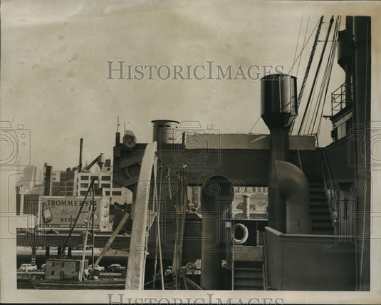1939 Press Photo Pill boxes mounted aboard the SS Scythia