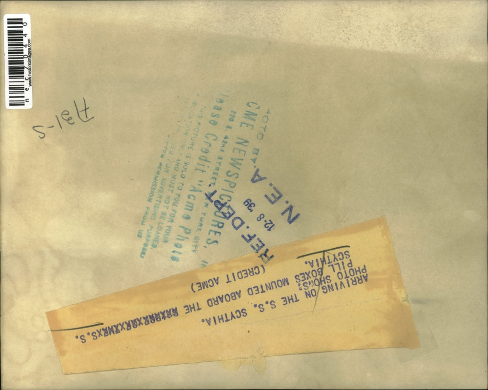 1939 Press Photo Pill boxes mounted aboard the SS Scythia