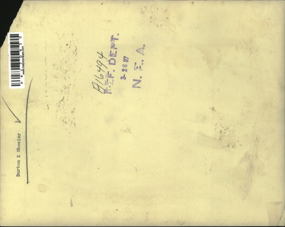 1937 Press Photo Burton K Wheeler at an office