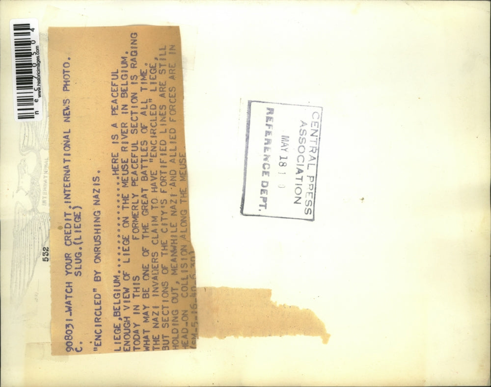 1940 Press Photo Liege, Belgium Meuse river as seen from a boat - nec70504