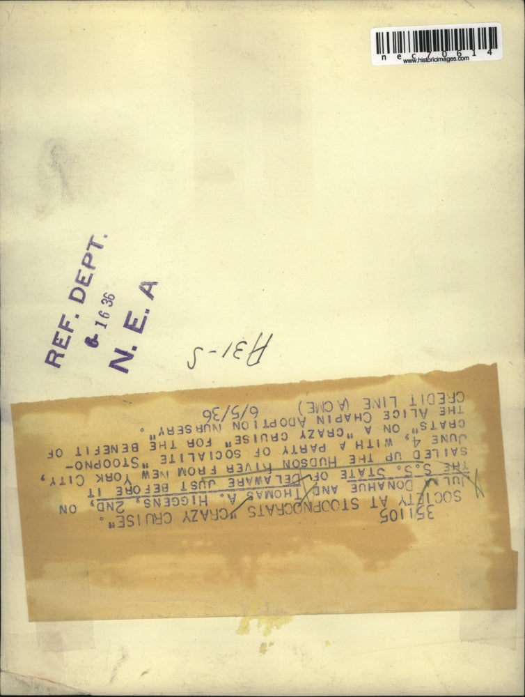 1936 Press Photo Julia Donahue & Thomas Higgens II on the SS State of Delaware