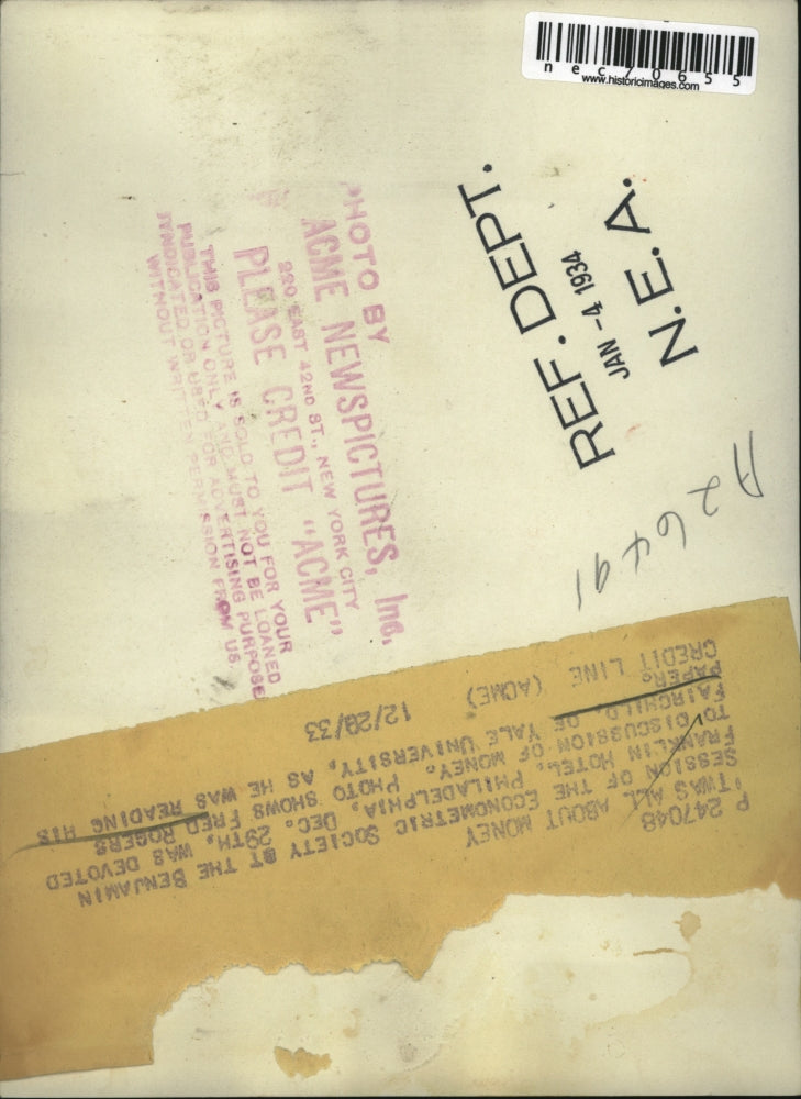 1933 Press Photo Fred Rogers Fairchild of Yale Univ speaking in Philadelphia