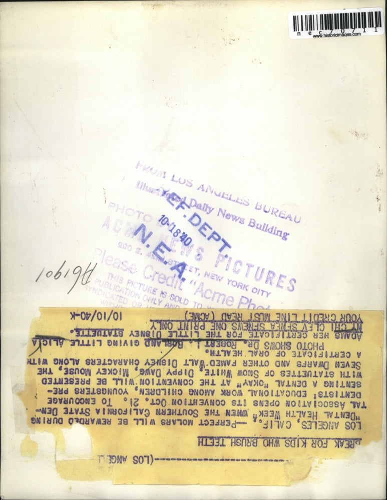 1940 Press Photo LA, Calif Dr Robert Borland & Alice Adams at Dental check