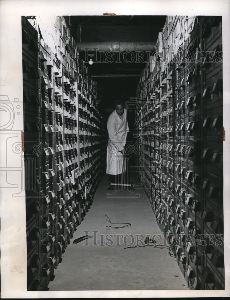 Load image into Gallery viewer, 1948 Press Photo DC William Benjamin at Selective Service Records HQ
