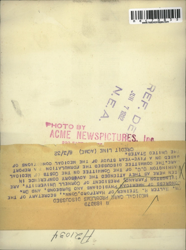 1932 Press Photo Dr Walter Steiner & Dr Livingston Farrano in DC - nec70833