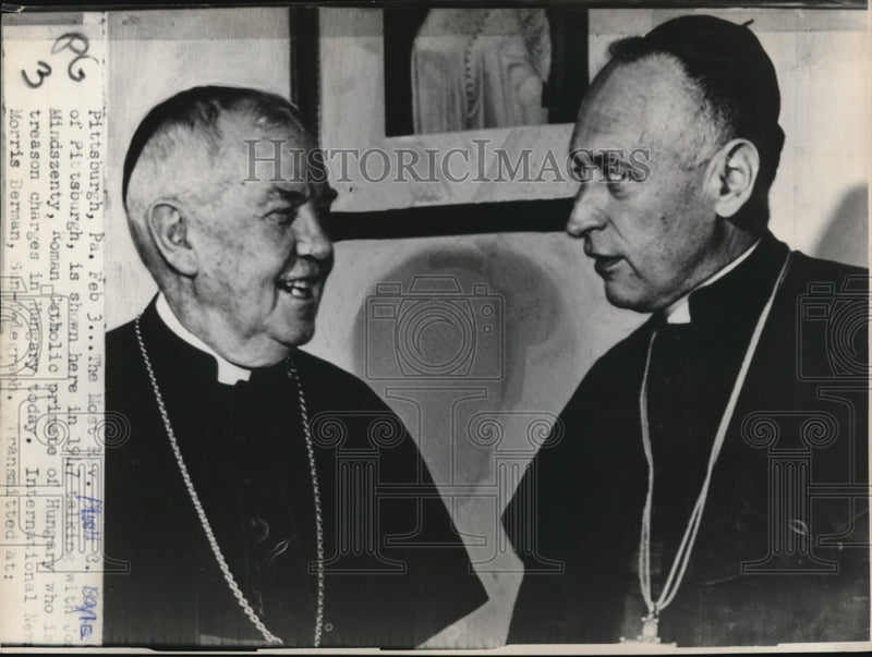 Load image into Gallery viewer, 1949 Press Photo Pittsburgh, Pa Most Rev M Boyle &amp; Rev Mindzentry
