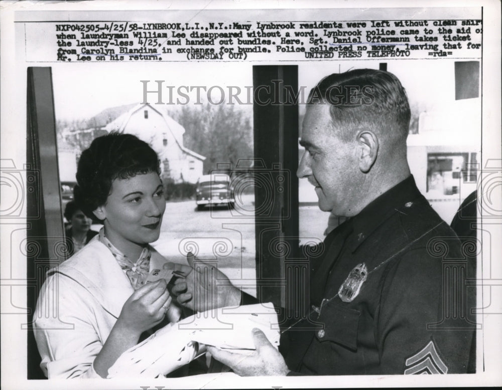 1958 Press Photo Lynbrook, NY Sgt Daniel Offerman &amp; Carolyn Blandlina