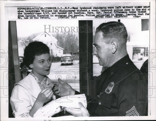1958 Press Photo Lynbrook, NY Sgt Daniel Offerman & Carolyn Blandlina