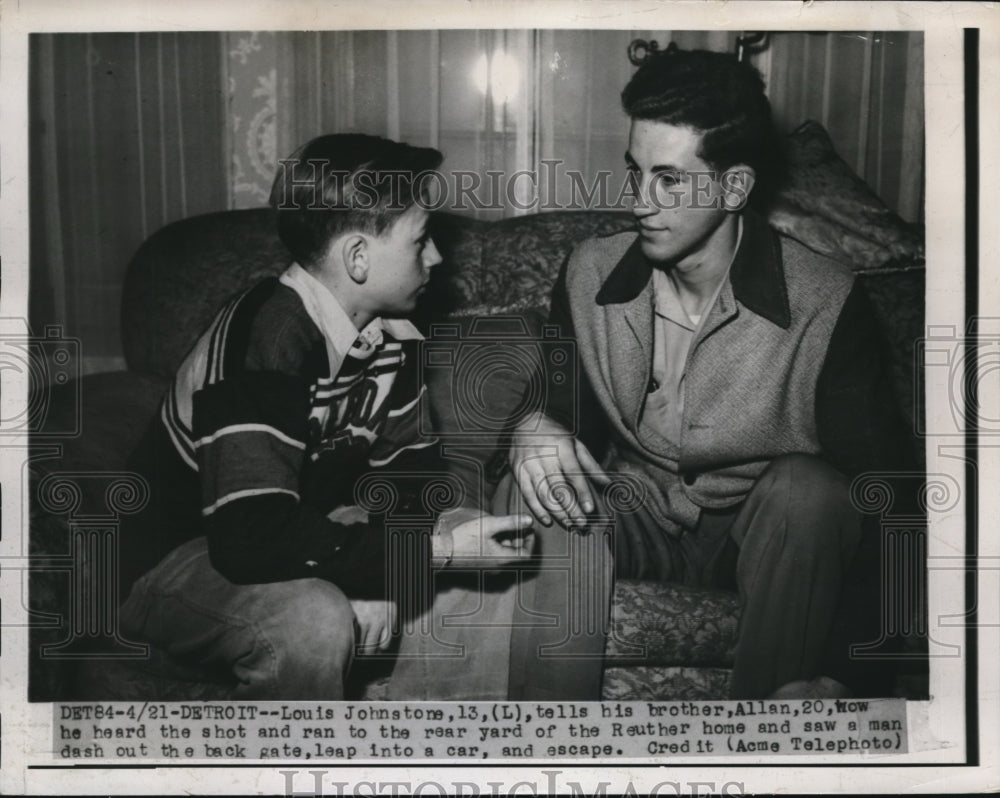 1948 Press Photo Louis Johnstone Tells Brother Allan of Shot at Reuther Home