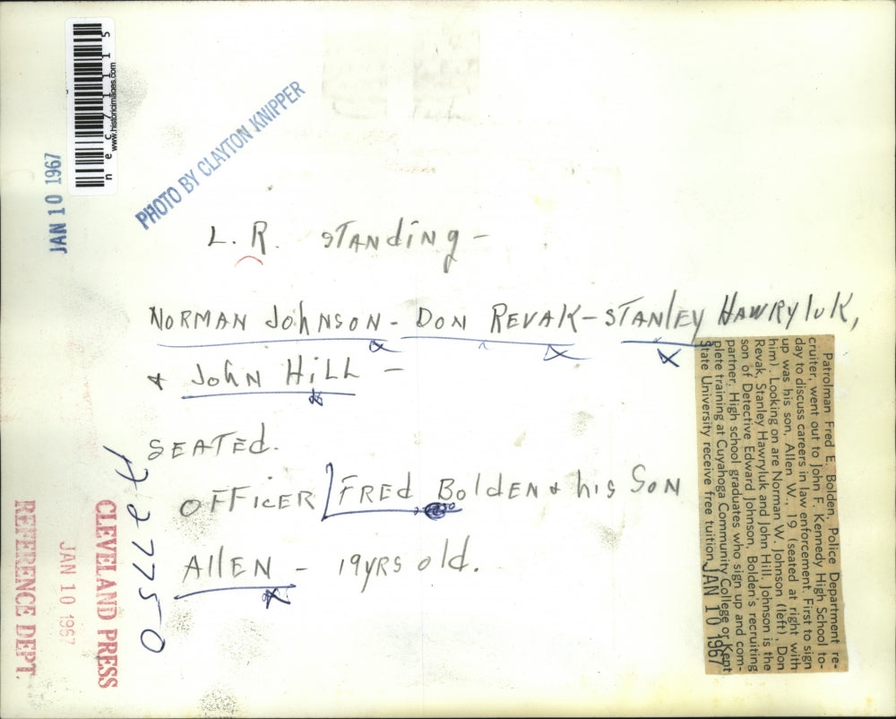 1967 Press Photo Patrolman Fed Bolden & Son Allen at John F. Kennedy High