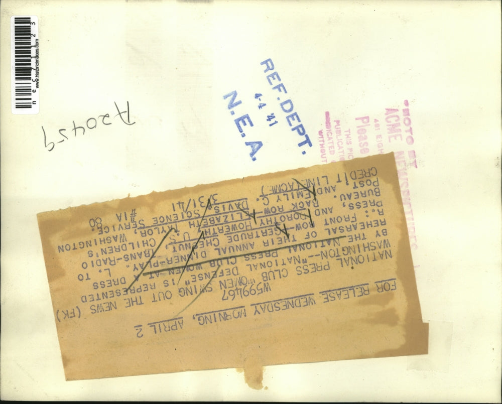 1941 Press Photo National Press Club, G. Chestnut, Howerth, E. Taylor, E. Davis