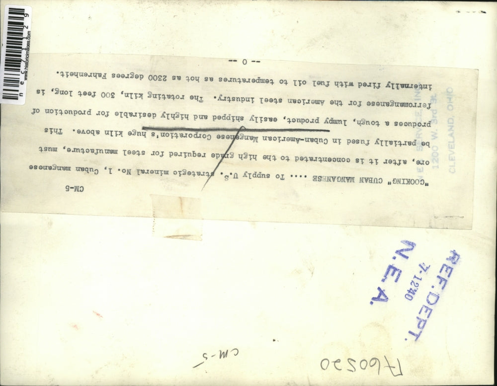 1940 Press Photo Rotating Kiln at Cuban-American Manganese Corporation