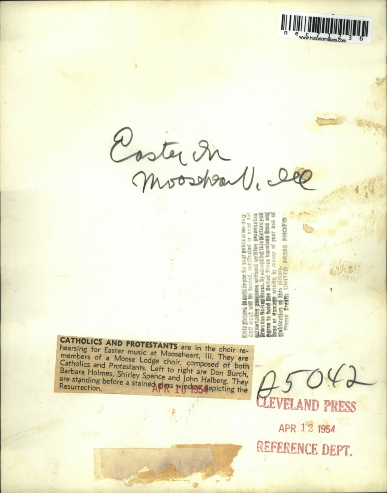 1954 Press Photo Moose Lodge Choir, Don Burch, Barbara Holmes, Shirley Spence