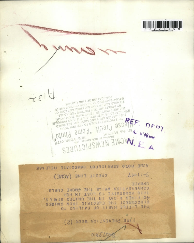 1947 Press Photo Fire Prevention Week, Housewife Leaves Iron On