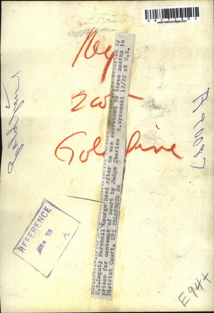 1959 Press Photo US Deputy Marshall George Reed gets contempt of court jail