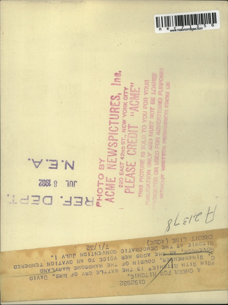 1932 Press Photo Mrs David C Winedrenner, cousin of Md Governor