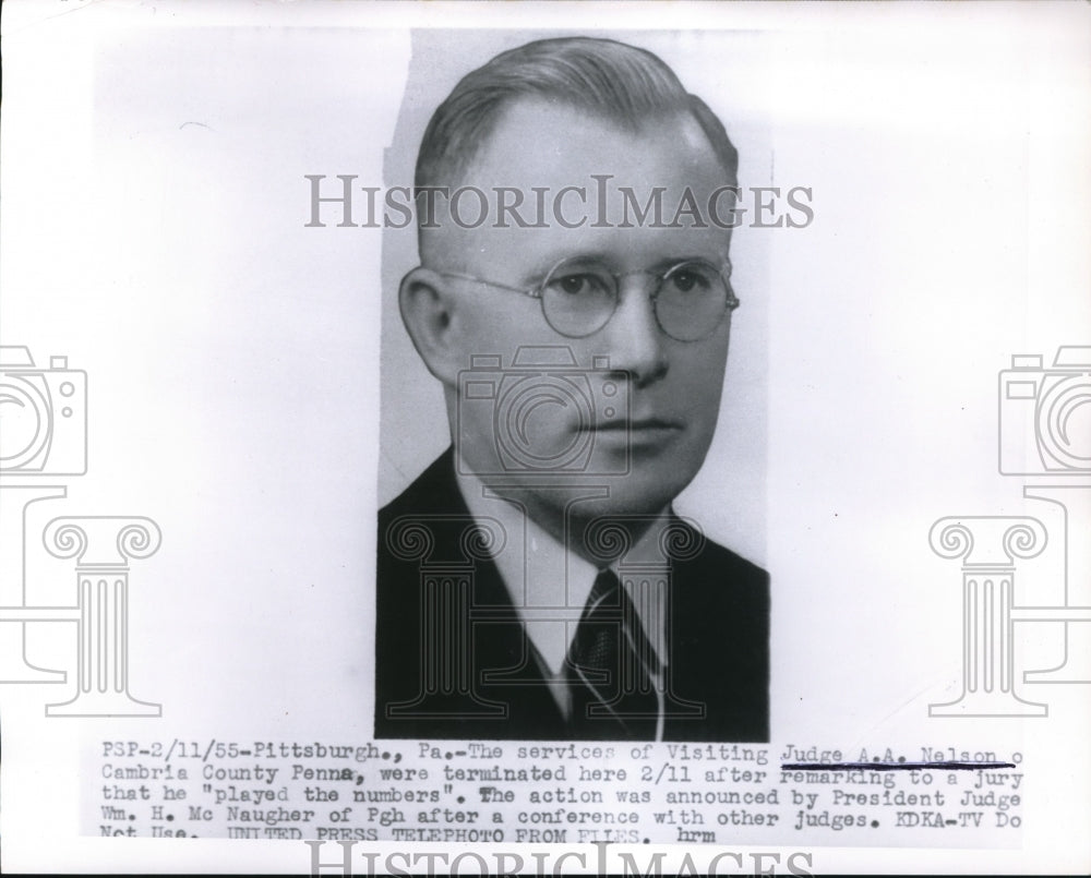 1955 Press Photo Judge A.A. Nelson of Cambria County Penna