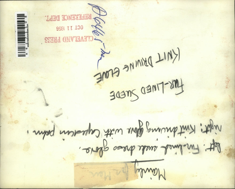 1955 Press Photo Fur-Line Suede Gloves and Knit Driving Gloves