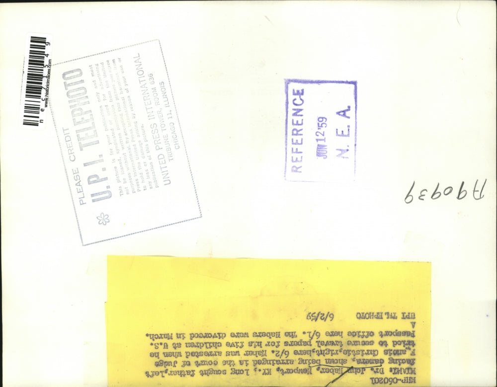 1959 Press Photo Miami Dr John Naber arraigned by Judge F Christie, kidnapping