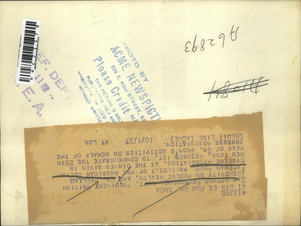 1937 Press Photo Sir Arthur Newsholme & Dr William F Snow In NYC