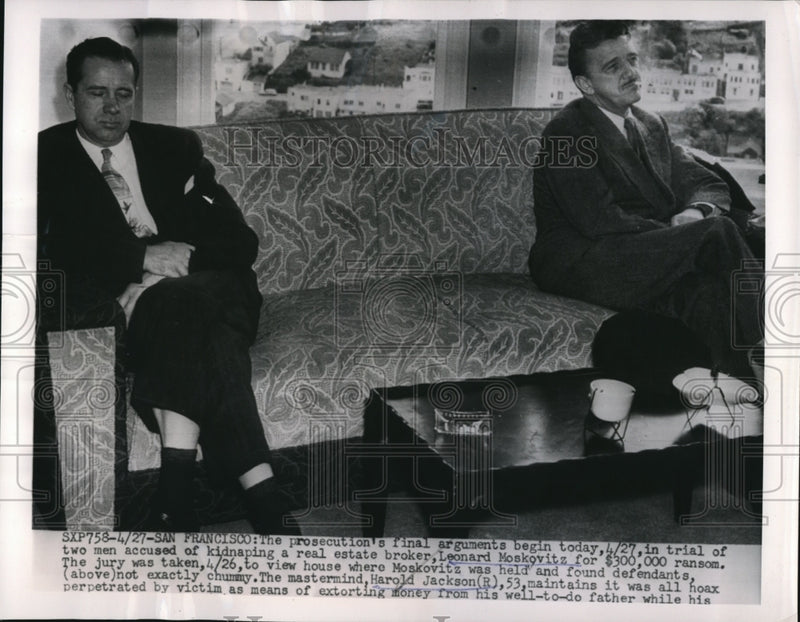 Load image into Gallery viewer, 1954 Press Photo San Francisco Leonard Moskovitz, Harold Jackson trial
