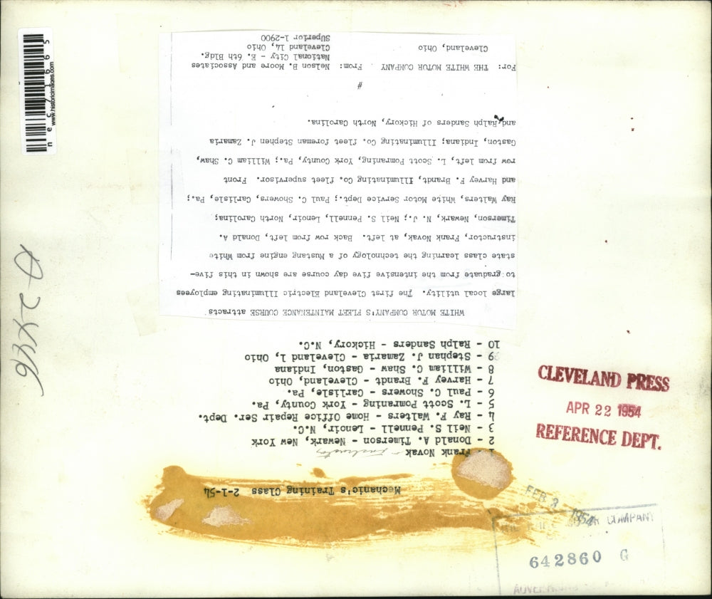 1954 Press Photo White Motor Co, Frank Novak, Don Timerson, Neil Pennell