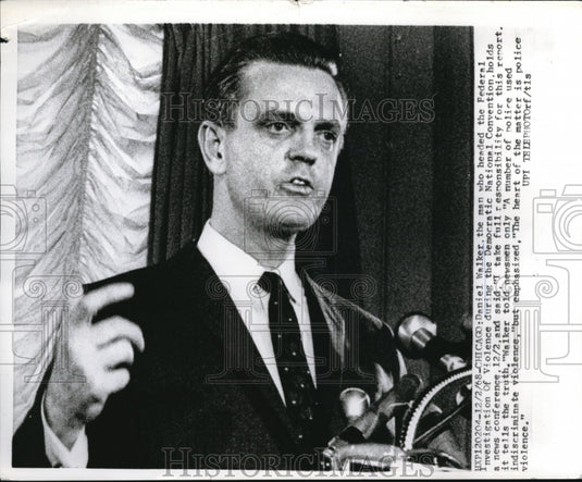 1968 Press Photo Daniel Walker, Fed Investigation into Violence