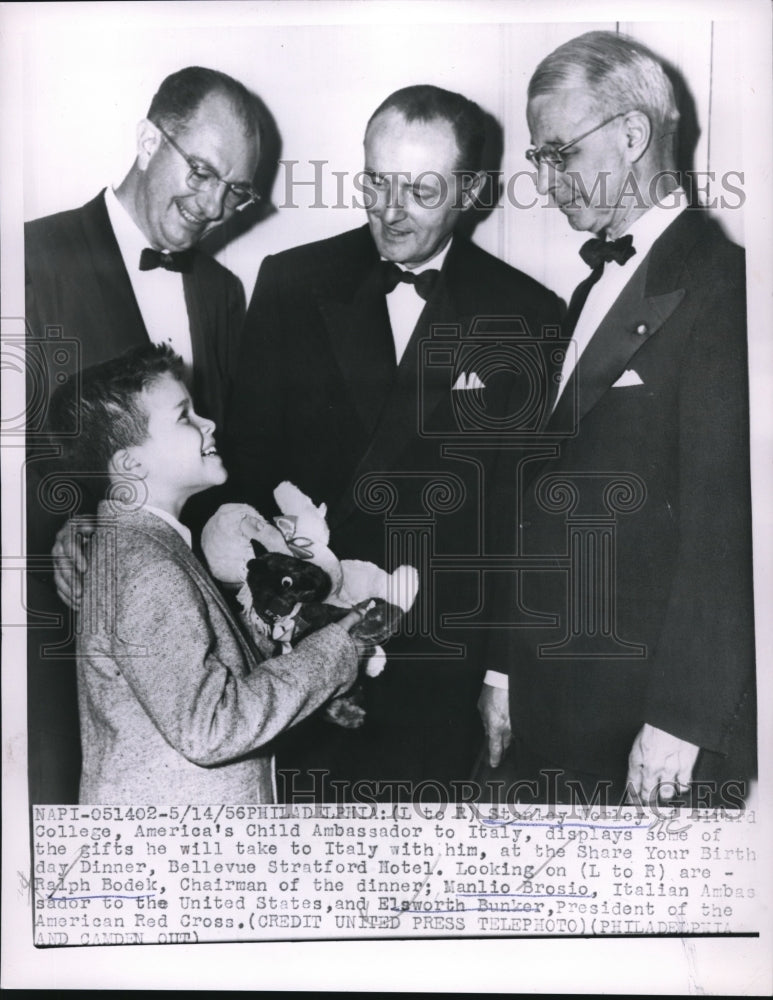 1956 Press Photo Phila,Pa Stanley Verley, US Child Amb to Italy