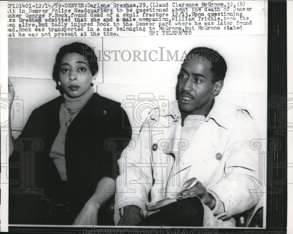 1959 Press Photo Denver, Darlene Gresham, Clarence McGroom questiond in murder