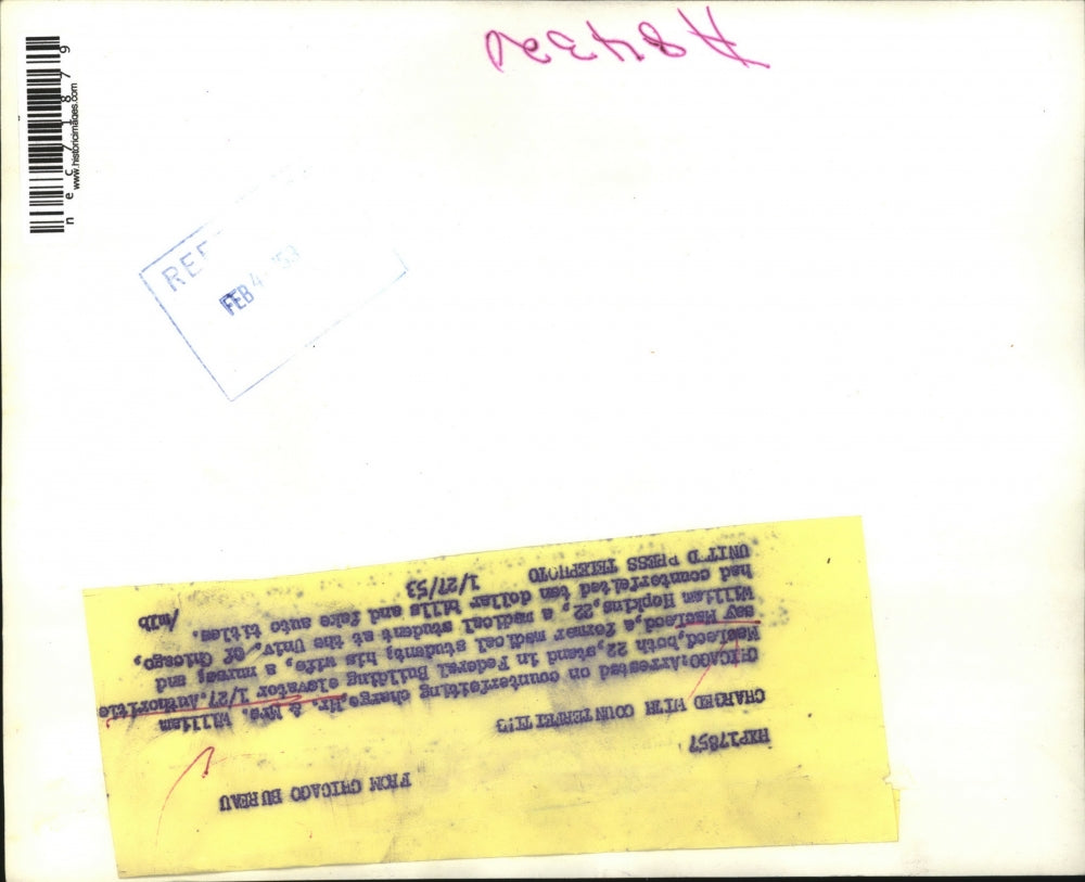 1953 Press Photo Chicago, Mr & Mrs William MacLeod counterfeiting charges